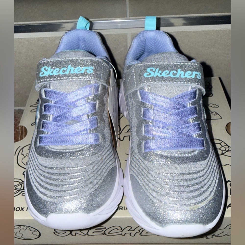 Skechers Kids' Glittery Silver Sneakers